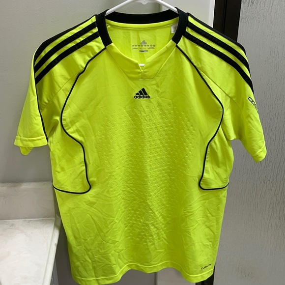 Neon Yellow Adidas Jersey Athletic Shirt - Picture 1 of 5